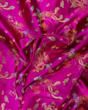 Satin jacquard dragon Fuchsia - Tissushop